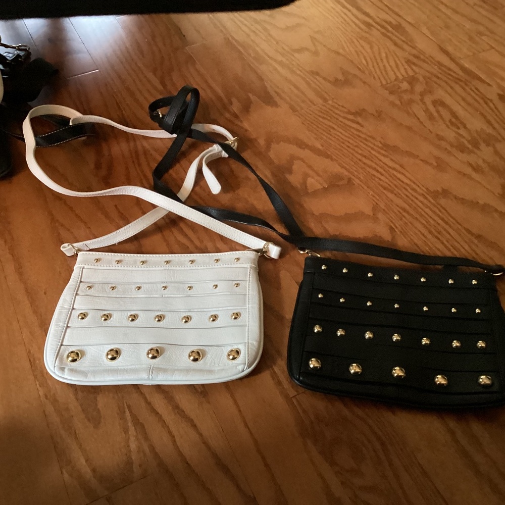 Sobella Italian Leather Black & White Pair Shoulder Bags, Small in size